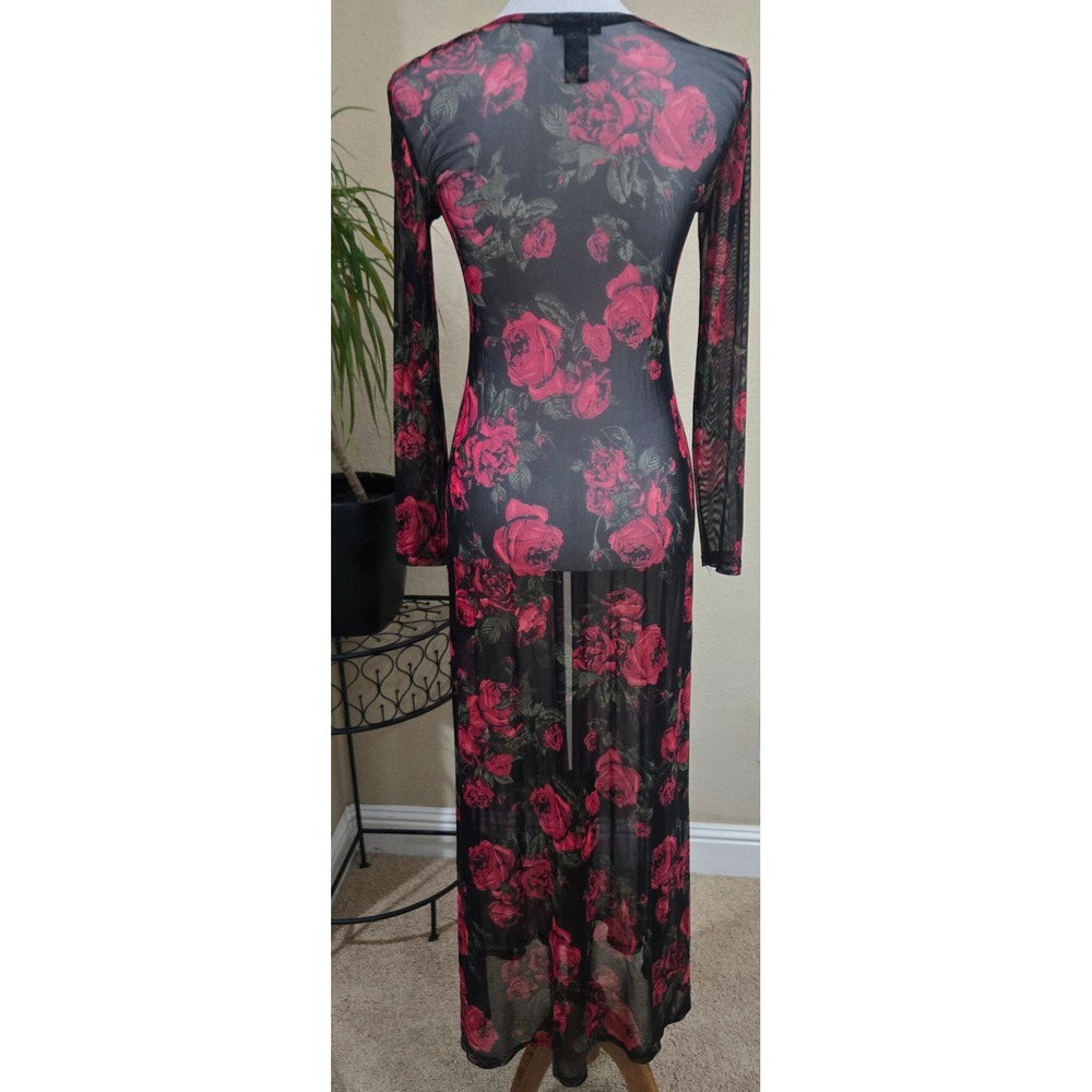 Love Tree Mesh Duster Cardigan Small Dark Floral Sheer Rose Goth Romantic Layer - Picture 6 of 12
